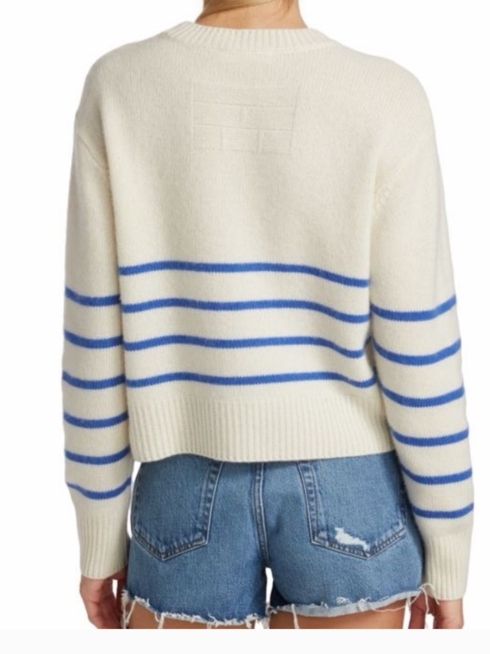 Frame Clean Stripe Cashmere Sweater Jet Stream Multi XL - Picture 2 of 8